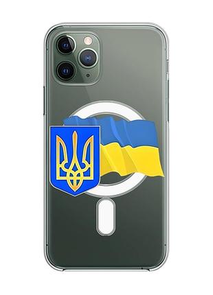 Магнітний чохол на iphone 12/12 pro із підтримкою magsafe :: тризуб і прапор україни (принт 384)