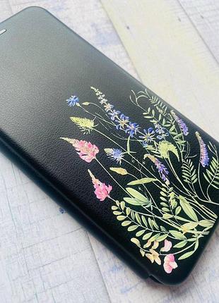 Чохол-книжка з малюнком для xiaomi redmi note 8t чорний :: квіткова ідилія (принт 382) 4