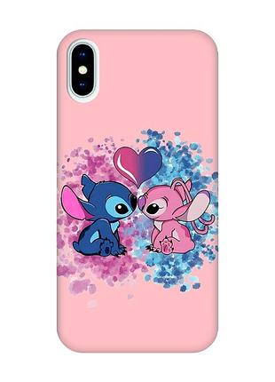 Матовий рожевий чохол на iphone x / xs стіч і ангел (принт 391)