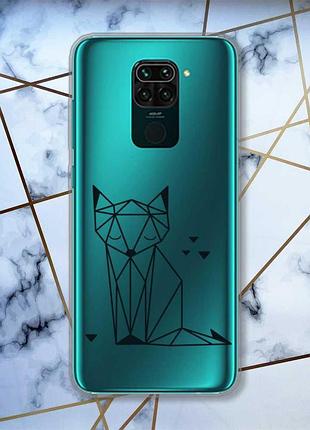 Прозорий чохол на xiaomi redmi note 9 лисиця (принт 126)