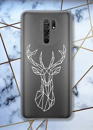 Прозорий чохол на xiaomi redmi 9 олень (принт 129)