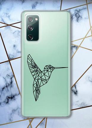 Прозрачный чехол на samsung galaxy s20 fe колибри принт 122