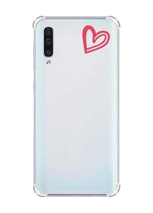 Чохол з потовщеними кутами на samsung galaxy а50 (2019) а505 :: сердечко червоне (принт 46)