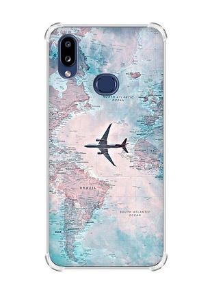 Чехол с утолщенными углами на samsung galaxy a10s (a107) :: путешествия. карта (принт 317)