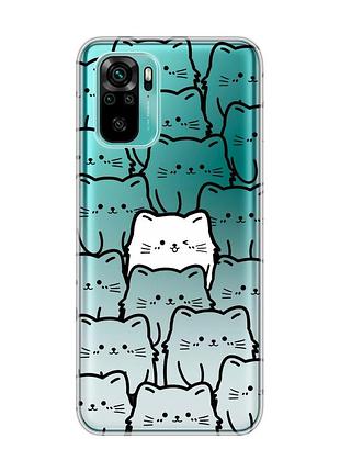 Прозрачный чехол на xiaomi redmi note 10 / note 10s котики (принт 392)