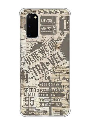 Чехол с утолщёнными углами для samsung galaxy s20 plus :: путешествия (принт 324)