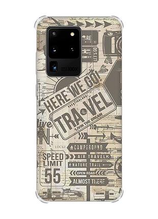 Чехол с утолщёнными углами для samsung galaxy s20 ultra :: путешествия (принт 324)
