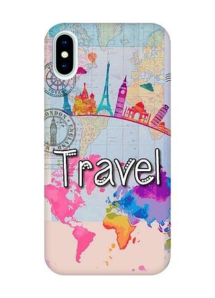 Матовый чехол с розовыми боками на iphone x/xs :: путешествие. travel (принт 321)