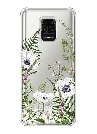 Чохол з потовщеними кутами на xiaomi redmi note 9 pro/ 9s/ 9 pro max :: квіти польові (принт 363)