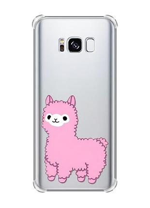 Чохол з потовщеними кутами на samsung galaxy s8 :: лама рожева (принт 100)