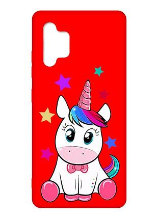 Матовий червоний чохол на samsung galaxy a32 :: єдиноріг (принт 102)