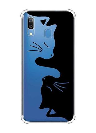 Чохол з потовщеними кутами на samsung galaxy a30 (2019)/a20 (2019) котики (принт 118)