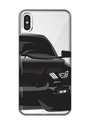 Прозорий чохол на iphone xs max авто чорне (принт 232)