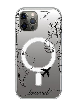 Магнитный чехол на iphone 12 pro max с поддержкой magsafe :: карта. контур (принт 330)