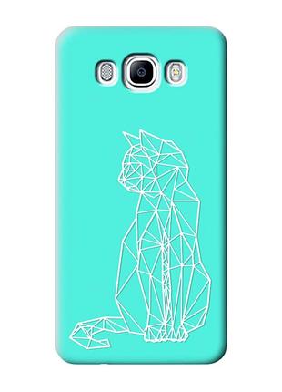 Матовый бирюзовый чехол на samsung galaxy j7(2016) j710 :: кошечка (принт 125)