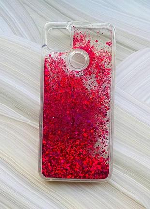 Чехол с плавающими блестками на xiaomi redmi 9c / 10a розовый