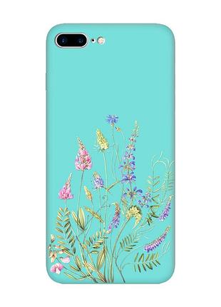 Матовый бирюзовый чехол на apple iphone 7 plus / iphone 8 plus :: цветочная идиллия (принт 382)