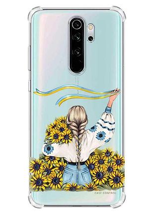 Чехол с утолщёнными углами на xiaomi redmi note 8 pro :: девушка с лентой (принт 25)