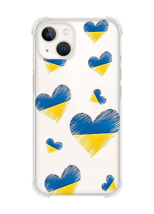 Чохол із потовщеними кутами на iphone 14 plus :: сердечка. україна (принт 258)