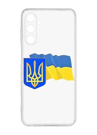 Прозорий чохол на samsung galaxy m14 :: тризуб і прапор україни (принт 384)