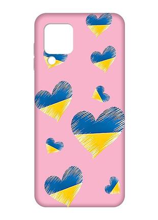 Матовый розовый чехол на samsung galaxy a224g/m32/m22 :: сердечка. украина (принт 258)