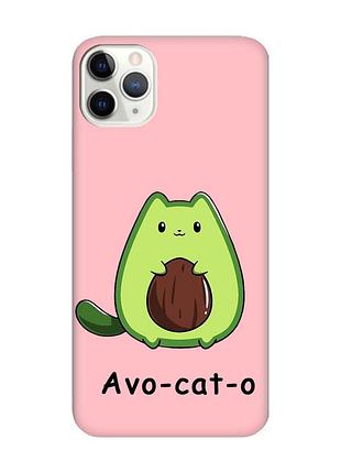 Матовый розовый чехол на iphone 11 pro :: котик авокадо (принт 306)