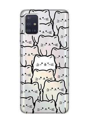 Прозрачный чехол на samsung galaxy a71/a715 котики (принт 392)