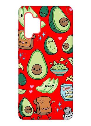 Матовий червоний чохол на samsung galaxy a32 :: милі авокадо каваї (принт 305)