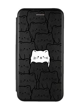 Чехол-книжка черный с рисунком на samsung galaxy m51 котики (принт 392)