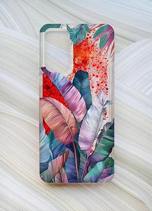 Чехол с плавающими красными блестками на xiaomi redmi note 11 тропики (принт 372)