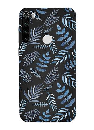 Матовий чорний чохол на xiaomi redmi note 8t :: рослинний фон (принт 276)
