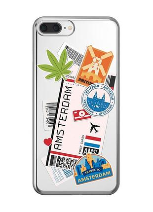 Прозрачный чехол на iphone 7 plus/8 plus :: путешествия. амстердам (принт 327)