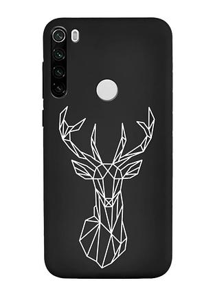 Матовий чорний чохол на xiaomi redmi note 8t :: олень (принт 129)
