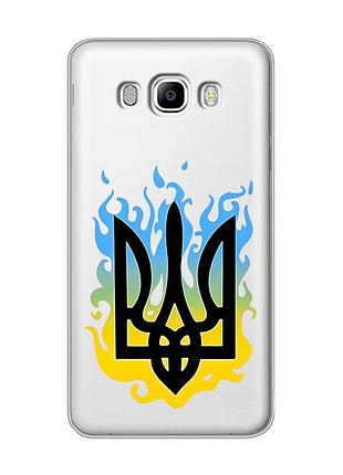Прозорий чохол на samsung galaxy j7(2016) j710 :: тризуб полум'я (принт 257)