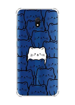 Чехол с утолщенными углами на xiaomi redmi 8a котики (принт 392)