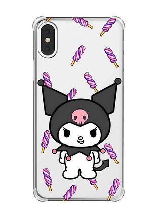 Чохол з потовщеними кутами на iphone x/xs куромі (принт 390)