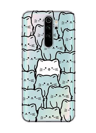 Прозорий чохол на xiaomi redmi note 8 pro котики (принт 392)