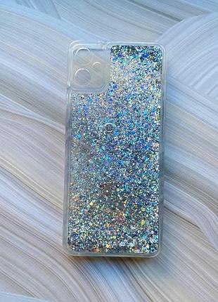 Чехол с плавающими блестками на samsung galaxy a05 (a055) серебристый