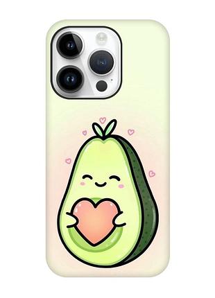 Матовый чехол с черными боками на apple iphone 14 pro :: кавай авокадо с сердечком (принт 310)