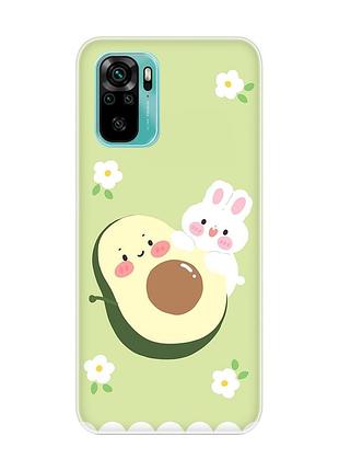 Чехол на xiaomi redmi note 10 / note 10s :: авокадо и зайчонок (принт 311)