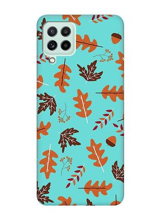Матовый бирюзовый чехол на samsung galaxy m32/m22/a22 4g :: осень (принт 107)