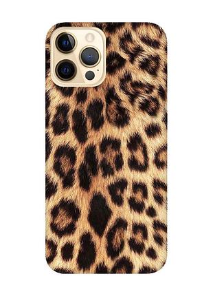 Матовий чохол з червоними боками на apple iphone 12 pro max :: леопардовий дизайн (принт 383)
