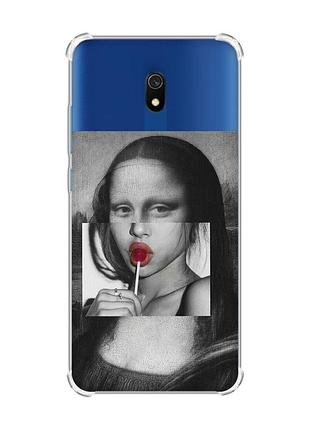 Чехол с утолщенными углами на xiaomi redmi 8a :: современная мона лиза (принт 351)