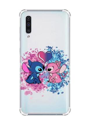 Чохол з потовщеними кутами на samsung galaxy a50 (2019) a505 стіч і ангел (принт 391)