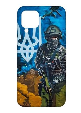 Матовий чохол з чорними боками на samsung galaxy a12 :: військовий (патріотичний принт 349)