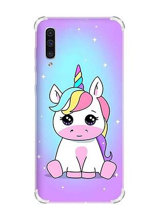 Чехол с утолщёнными углами на samsung galaxy а50 (2019) а505 :: единорог (принт 103)