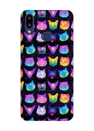 Матовый чехол с красными боками на samsung galaxy a10s (a107) :: кошки фон (принт 362)