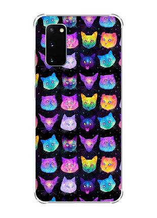 Чохол із потовщеними кутами на samsung galaxy s20 plus :: котики фон (принт 362)