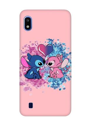 Матовий рожевий чохол на samsung galaxy a10 (2019) a105 стіч і ангел (принт 391)
