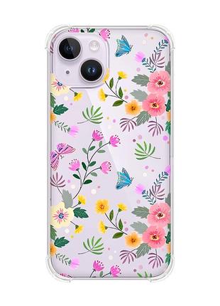 Чехол с утолщёнными углами на iphone 14 :: цветочный фон (принт 369)